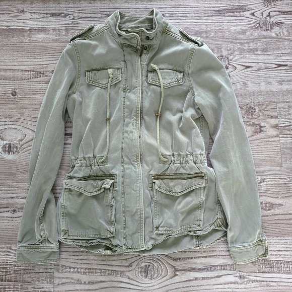 Lucky Brand Light Green Sturdy  Military Jacket Cargo Cinched XS S 36" 25" - Picture 7 of 9